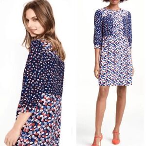 Boden Hotchpotch Poppy Meadow Floral Dress Blue Pink Multi  US 10